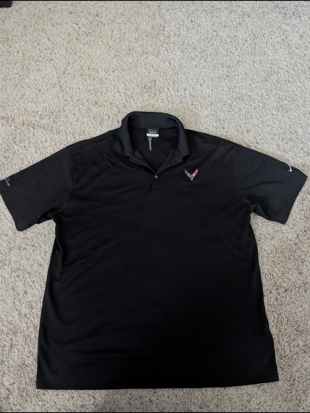 Nike Golf Team Corvette Z06 Black Polo Shirt Men's Size XL Short Sleeve